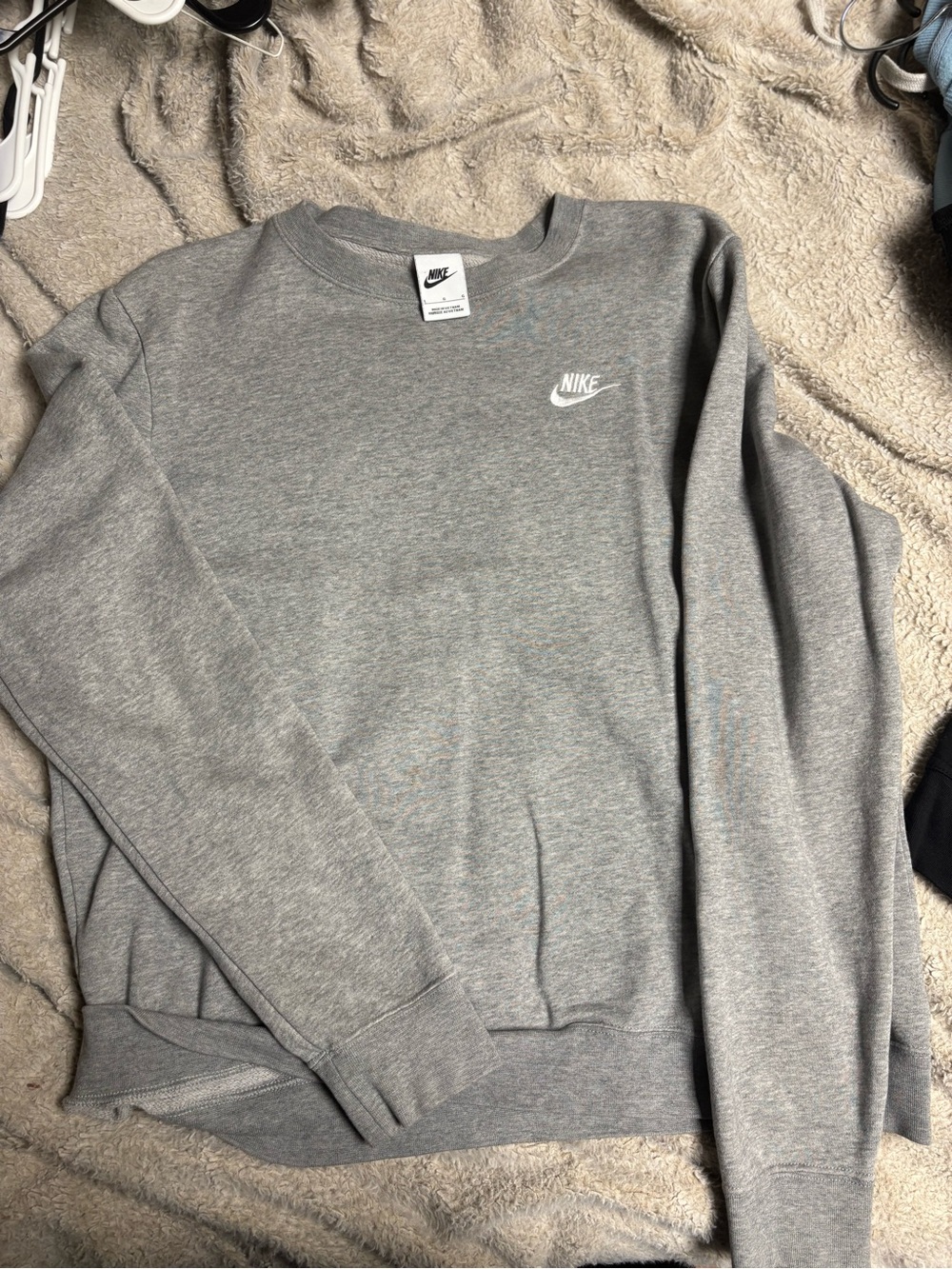 Nike Men's Gray Crewneck Sweatshirt with White Logo